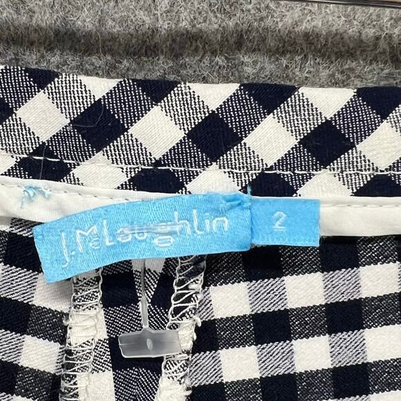 J McLaughlin Georgina Ankle Pant Women 2 Blue White Gingham Check Stretch Preppy - Picture 10 of 13